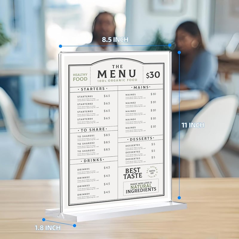 DECOHOBO 6 Pack Acrylic Sign Holder 8.5 x 11, Double-Sided Clear Sign Holder Plastic Stands for Display, T Shape Acrylic Table Sign Stands for Office Store Restaurants Wedding Party Decoration - Image 2